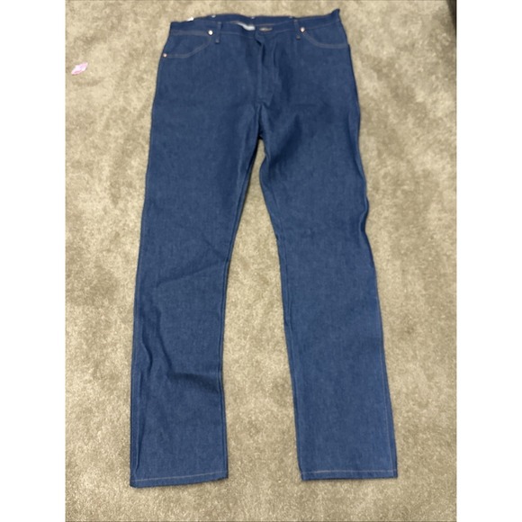 Wrangler Men's 13Mwz Dark Wash High Rise Rigid Cowboy Cut Straight Jeans  40x38 - Picture 3 of 5